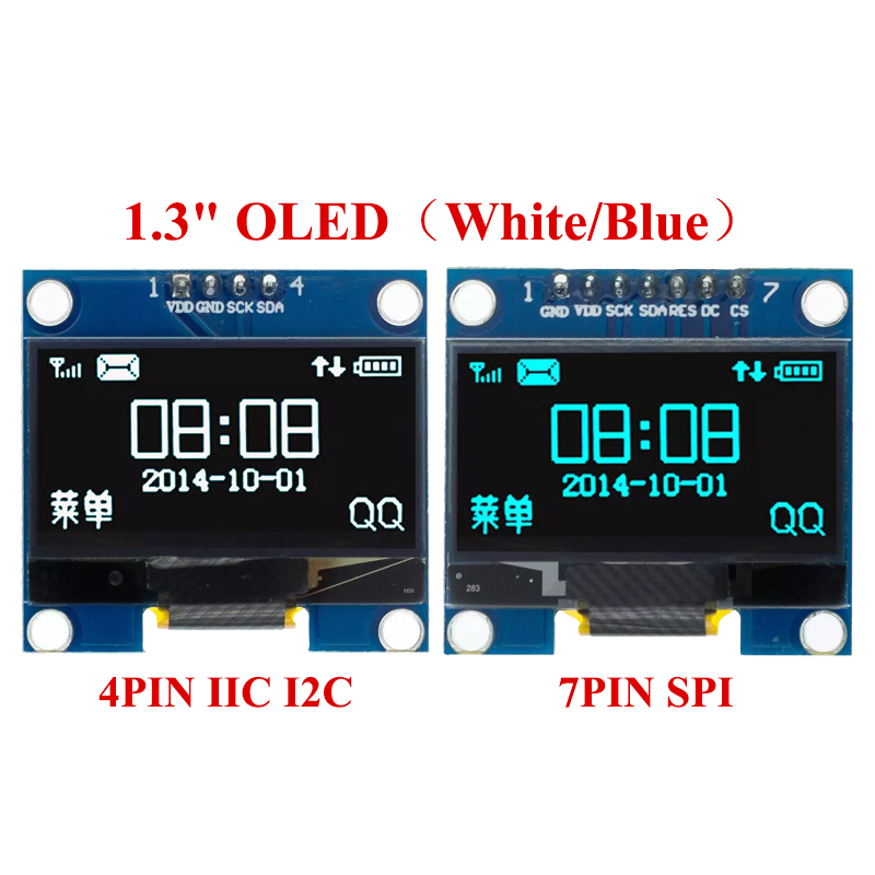 I2C Lcd Display - 1,3-дюймовый OLED-модуль 1,3-дюймовый модуль дисплея, белый/синий,